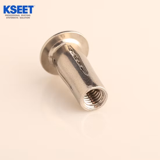 Porca de rebite de corpo com fenda de cabeça plana de aço inoxidável