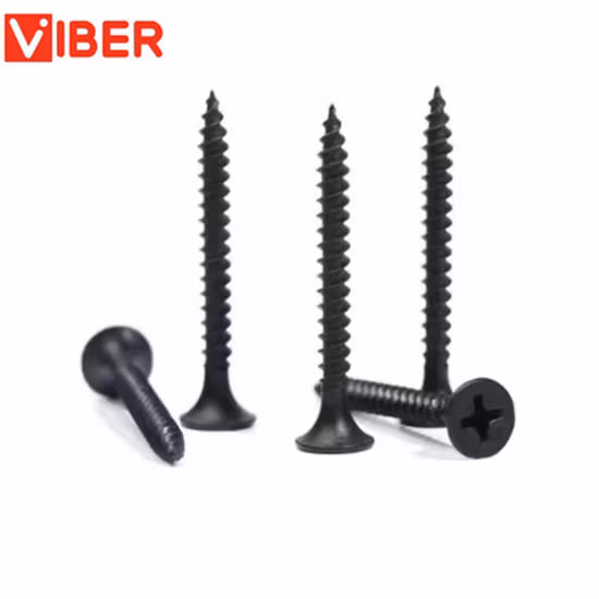 Parafuso para drywall DIN7505 com cabeça de cornetim fosfatado preto