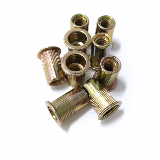 Fabricante de aço inoxidável de cabeça plana de alumínio com inserção serrilhada porcas de rebite porca Avk